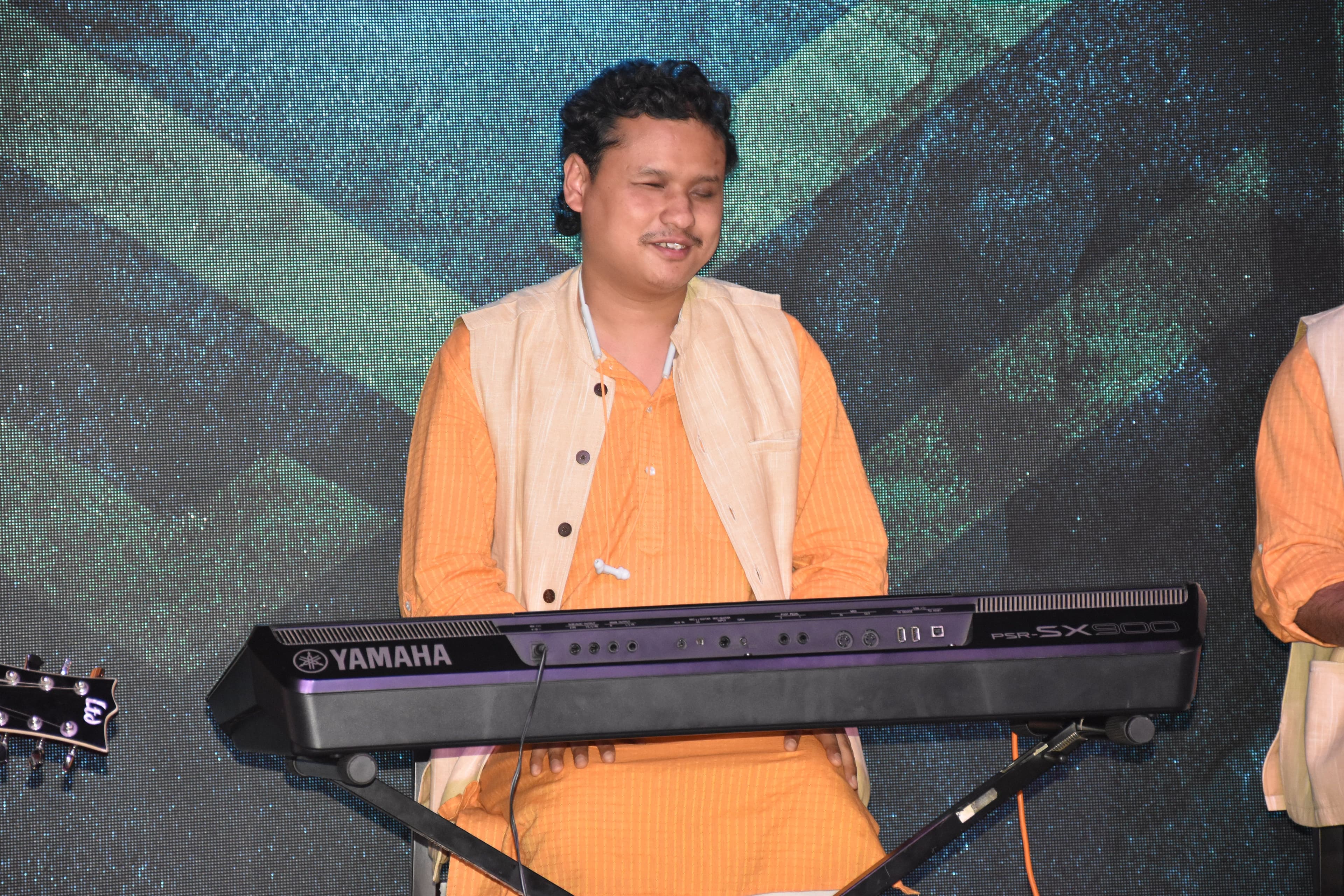 A portrait of Pranay Thapa, a member of the Sunadha Band.