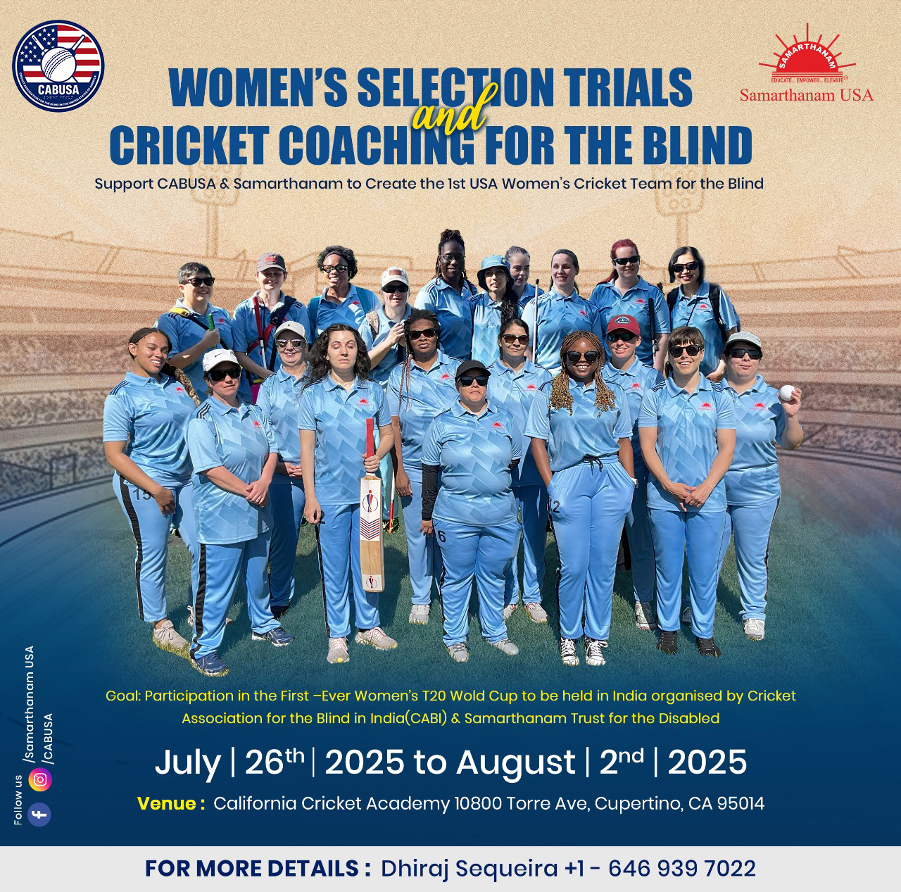 Did you know the USA is creating its 1st-ever Womens Blind Cricket Team